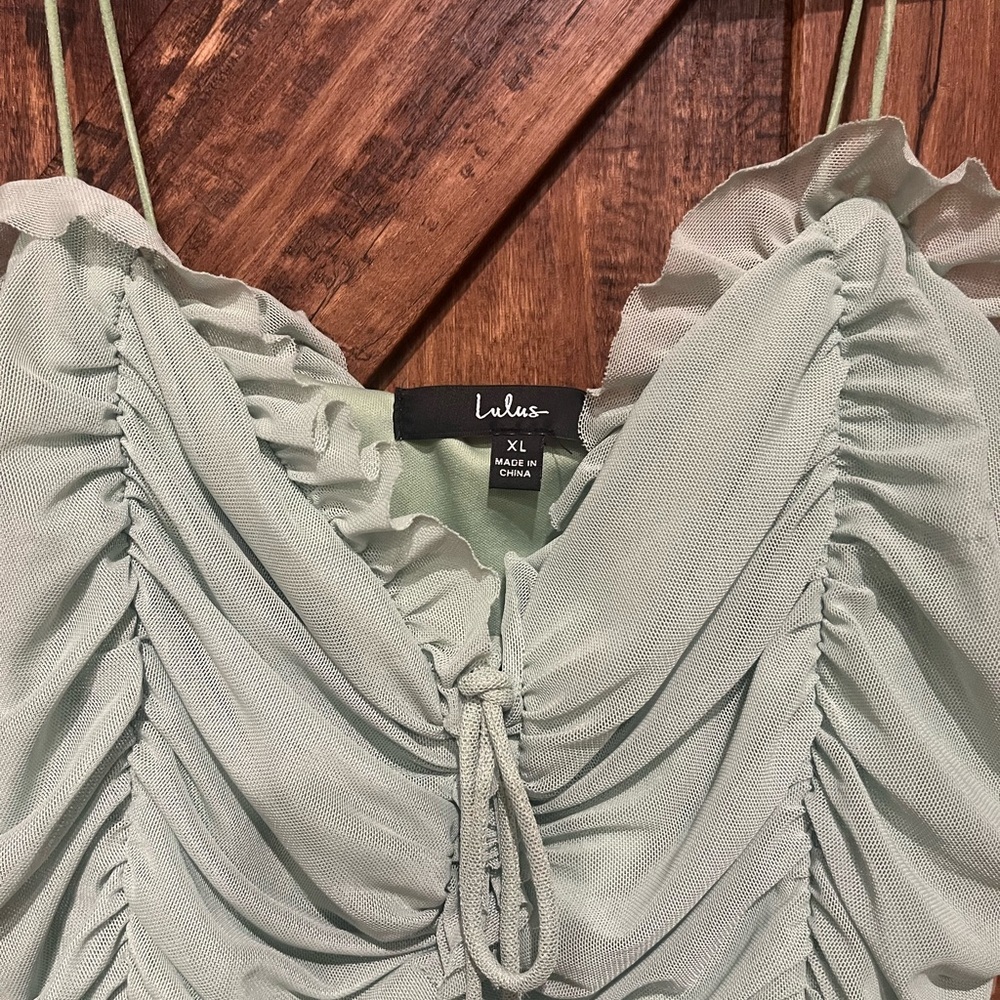 Lulus NWT sage green tule tank body suit women's XL‎ - Picture 3 of 9